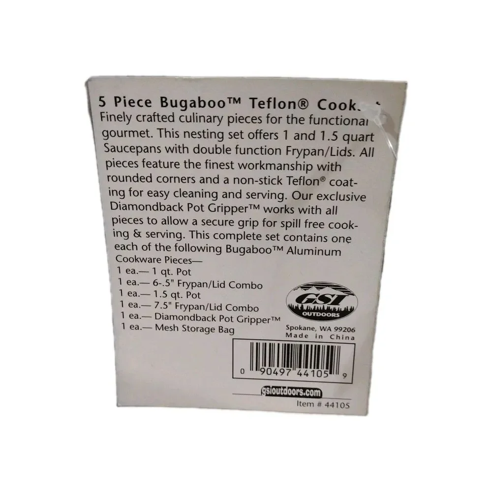 GSI Outdoors Bugaboo 5 pc Teflon Cookset Blue Non-Stick Aluminum Camp Tailgate